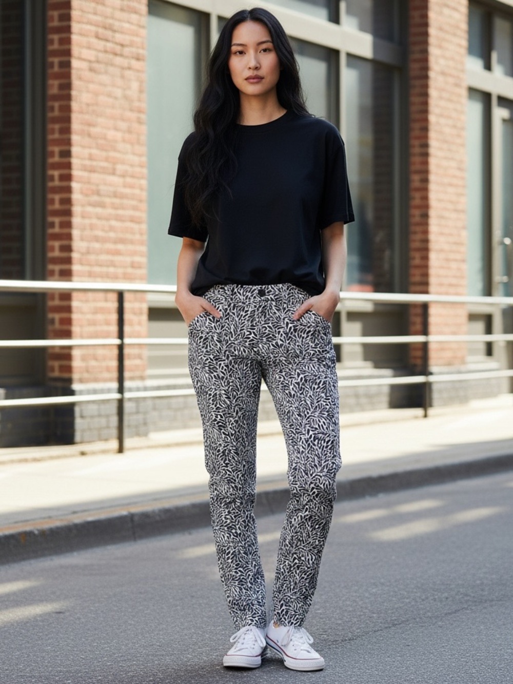 J. Crew: Mid-rise Toothpick Leaf-Print Skinny Pants